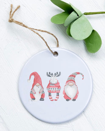 Christmas Gnomes with Moose - Ornament