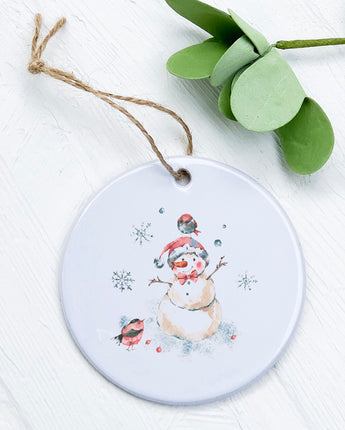 Snowman with Birds - Ornament