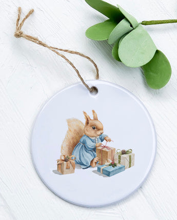 Fairytale Squirrel with Presents - Ornament