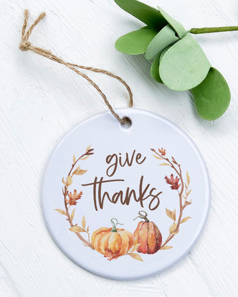 Give Thanks Pumpkin Wreath - Ornament