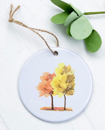 Watercolor Fall Trees (Pair) - Ornament