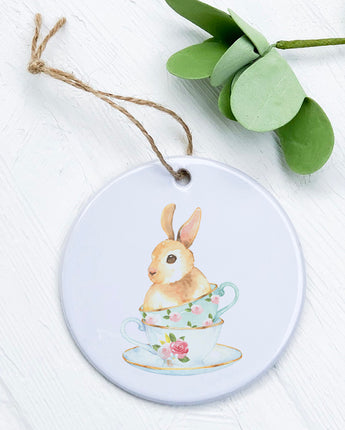 Watercolor Bunny Teacup - Ornament