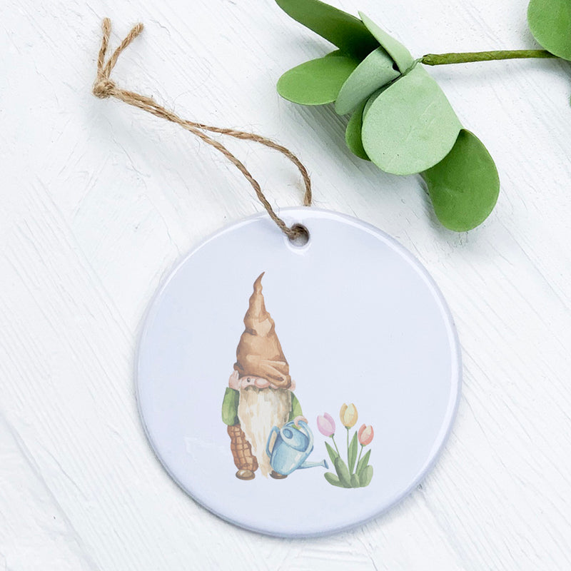 Garden Gnome with Tulips - Ornament