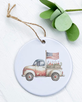 Patriotic Farmhouse Truck - Ornament