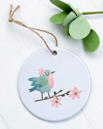 Bird on Floral Branch - Ornament