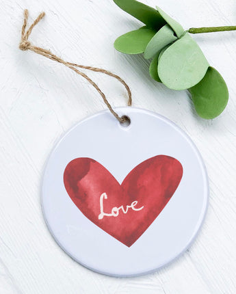 Watercolor Love Heart Red - Ornament