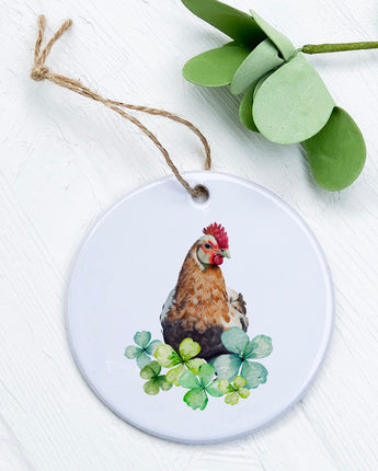 Chicken with Clovers - Ornament