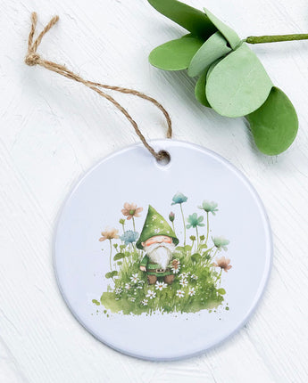 Irish Gnome in Clover - Ornament