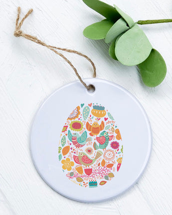 Bird and Floral Egg - Ornament