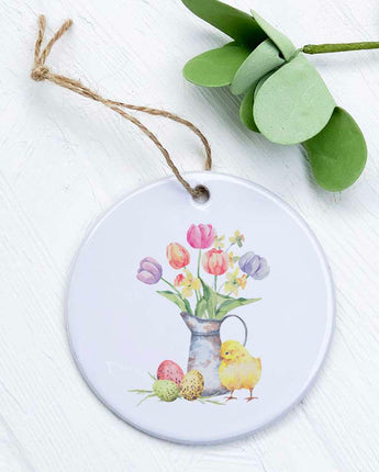 Chick and Tulips - Easter Ornament
