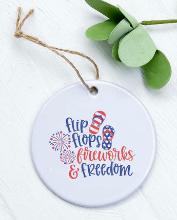 Flip Flops Fireworks Freedom - Ornament