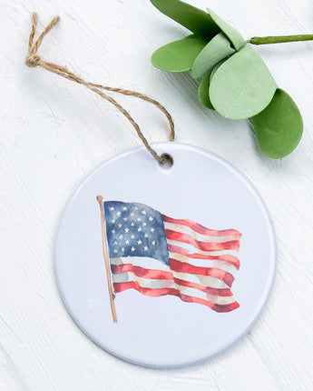 Watercolor American Flag - Ornament
