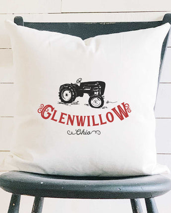 Vintage Icon (Tractor) City/State - Square Canvas Pillow