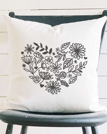 Heart of Flowers - Square Canvas Pillow