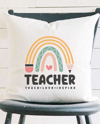 Teacher Rainbow - Square Canvas Pillow