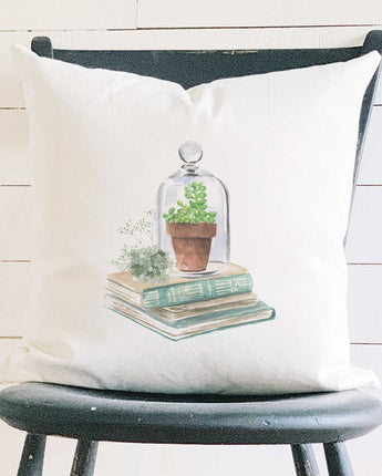 Terrarium and Books - Square Canvas Pillow