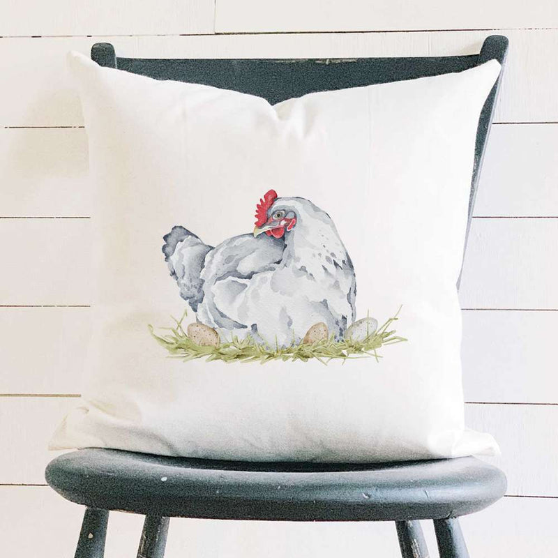 Hen with Eggs - Square Canvas Pillow