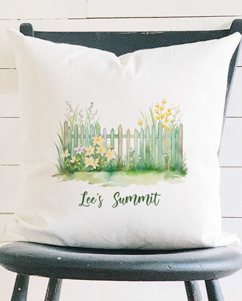 Daffodil Fence - Spring Custom Square Canvas Pillow