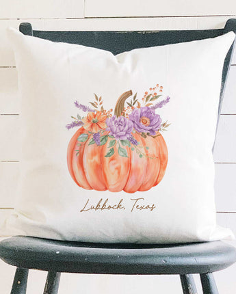 Floral Pumpkin - Custom Halloween Square Canvas Pillow