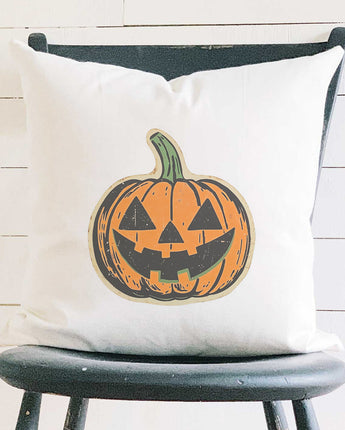 Retro Carved Pumpkin - Customizable Halloween Square Canvas Pillow