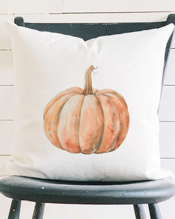 Watercolor Pumpkin - Customizable Autumn Square Canvas Pillow