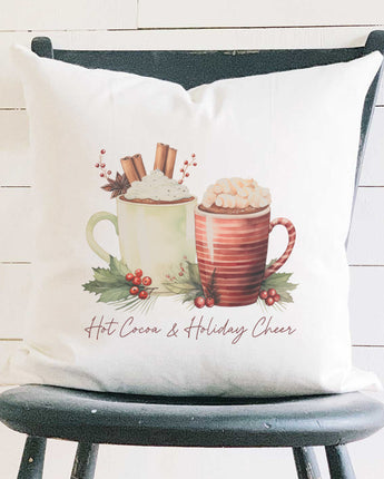 Hot Cocoa and Holiday Cheer - Winter Square Canvas Pillow