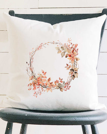 Delicate Autumn Wreath - Square Canvas Pillow