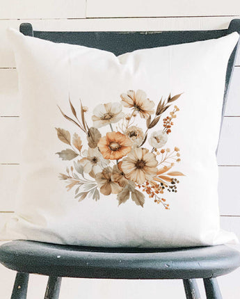 Fall Flowers - Customizable Square Canvas Pillow