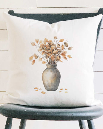Fall Leaves Vase - Customizable Square Canvas Pillow