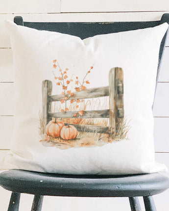 Pumpkin Fence - Customizable Square Canvas Pillow