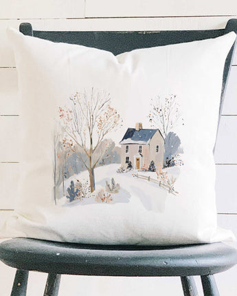 Winter Homestead - Customizable Square Canvas Pillow