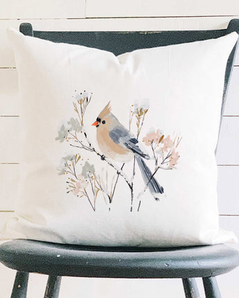 Little Winter Bird - Customizable Square Canvas Pillow