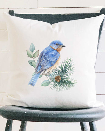 Blue Bird (Fall Birds) - Square Canvas Pillow