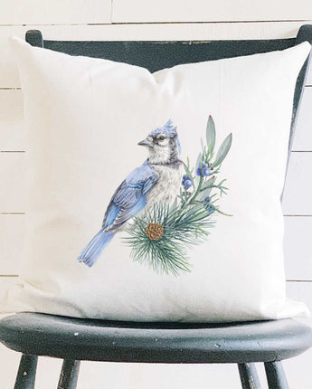 Blue Jay (Fall Birds) - Square Canvas Pillow