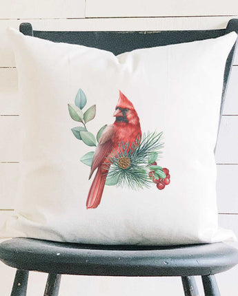 Cardinal (Fall Birds) - Customizable Square Canvas Pillow