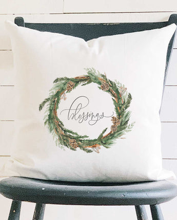 Blessings Wreath - Square Canvas Pillow