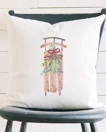 Sled with Mistletoe - Square Canvas Pillow