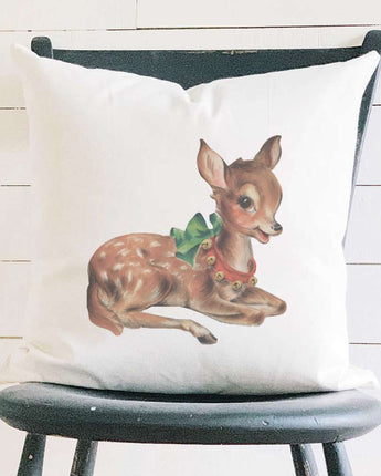 Vintage Reindeer - Square Canvas Pillow