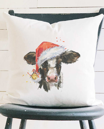 Christmas Cow - Square Canvas Pillow