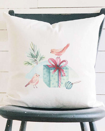 Watercolor Christmas Birds - Square Canvas Pillow