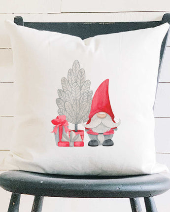 Christmas Gnome with Tree - Square Canvas Pillow