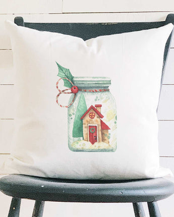 Christmas Snow Jar - Square Canvas Pillow