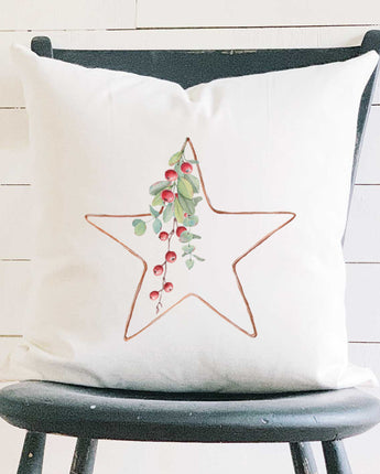 Christmas Star with Berries - Square Canvas Pillow