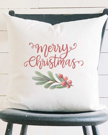 Merry Christmas Sprig - Square Canvas Pillow