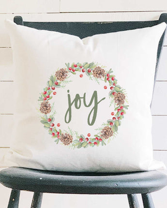 Joy Wreath - Square Canvas Pillow
