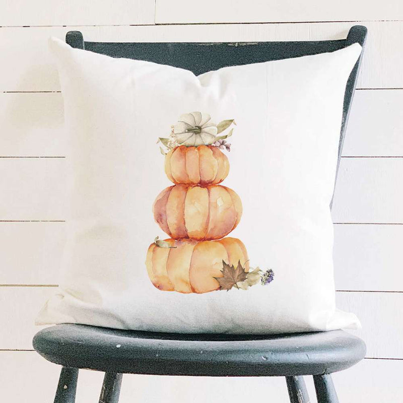 Pumpkin Stack - Square Canvas Pillow