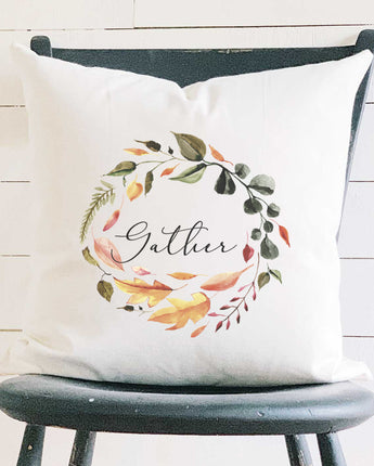 Gather Wreath - Square Canvas Pillow