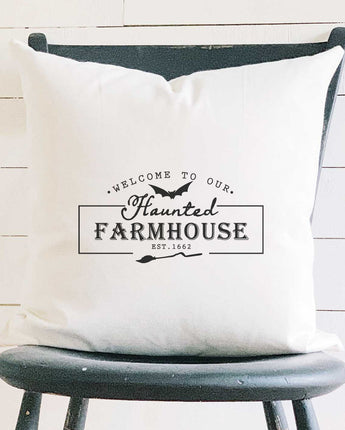 Haunted Farmhouse - Square Canvas Pillow