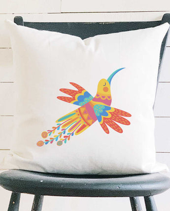 Day of the Dead Hummingbird - Square Canvas Pillow