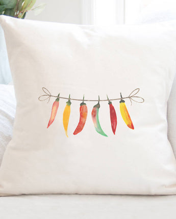 Line of Peppers - Square Canvas Pillow